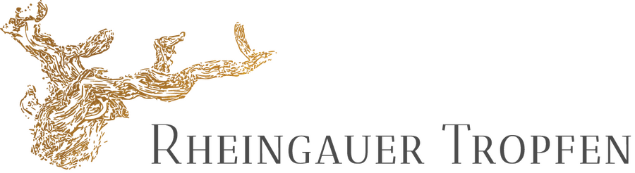Logo des Weinbetriebs Rheingauer Tropfen, welches Wein-Aperitifs aus dem Rheingau herstellt, ein abstrahierter Weinstock